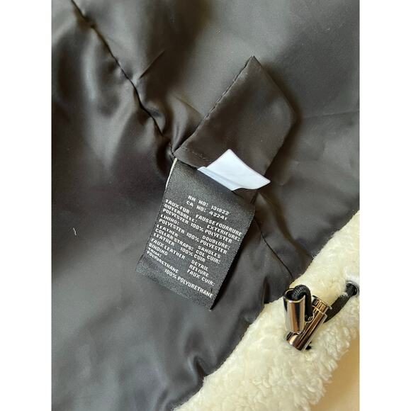 Sam New York Denver Cream Brown Colorblock Sherpa Jacket Size S - Picture 10 of 12